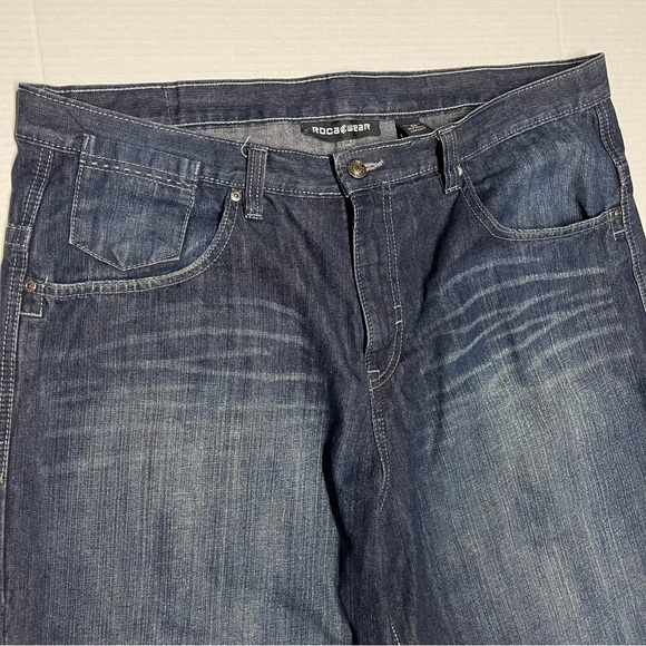 Rocawear Men's Denim Jean Shorts Baggy Long Relaxed Hip Hop Streetwear Sz 40 - Picture 6 of 9